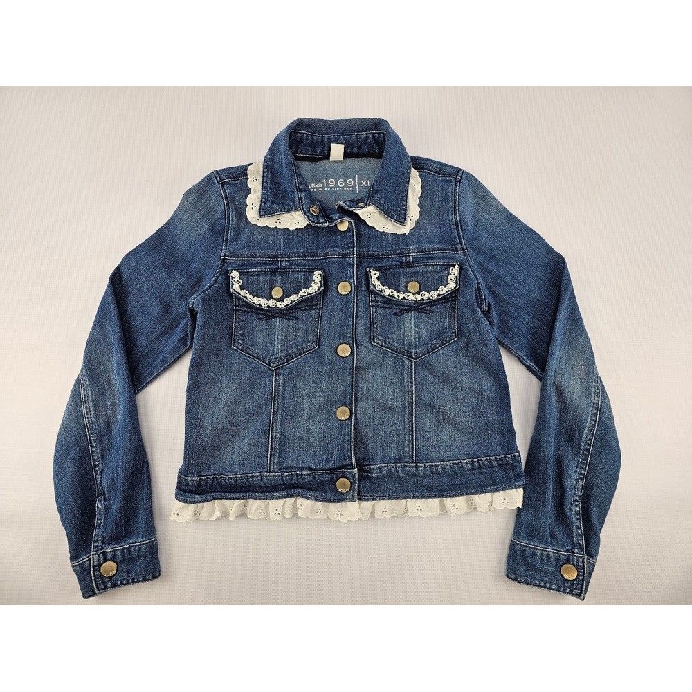 Gap Kids 1969 Denim Jacket with Lace Trim XL